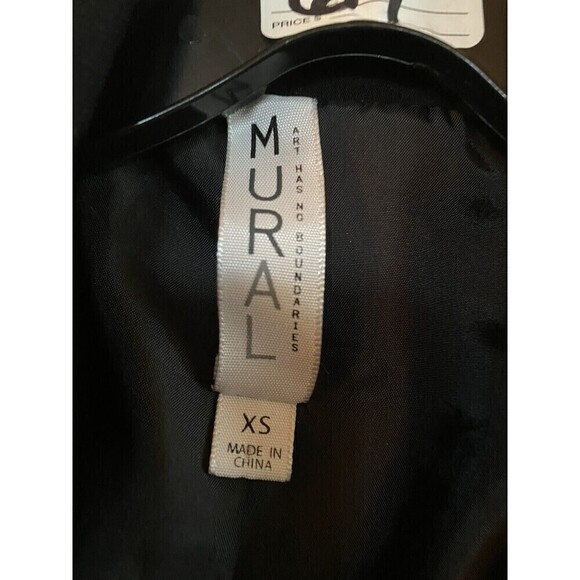 Mural Jacket - Diagonal Zip Cropped Black Work Attire Sz.XS - Picture 3 of 5